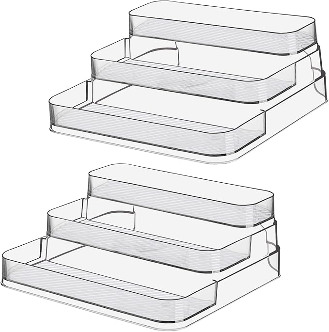 2pcs Acrylic Rack, No Assembly Clear 3 Tier Condiment Bottle Shelf Vanity by Zilphoba