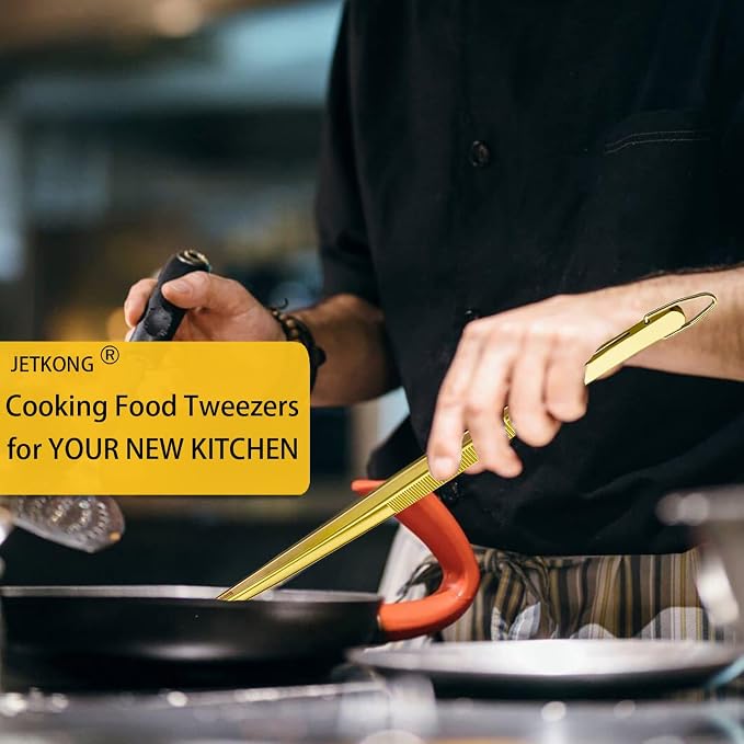 JETKONG 2 Pcs 12-Inch Cooking Tweezers Stainless Steel Food Tweezers Kitchen - Image 3