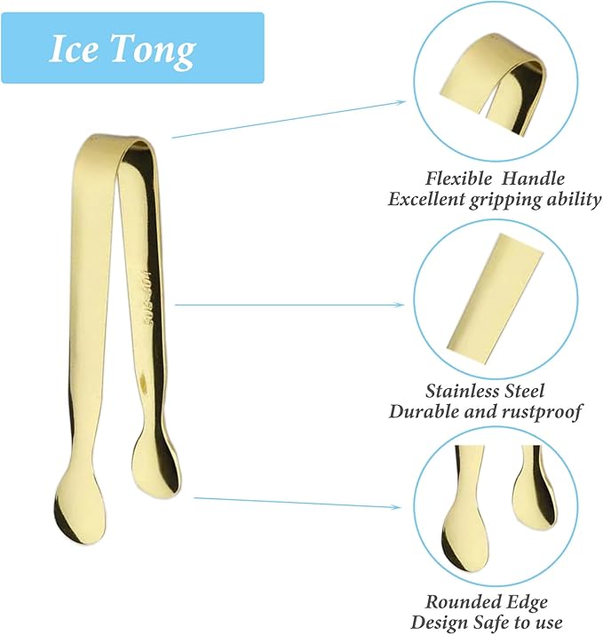 6PCS Ice Tongs Mini Sugar Tongs 4.25Inch Stainless Steel Small Serving Tongs - Image 3