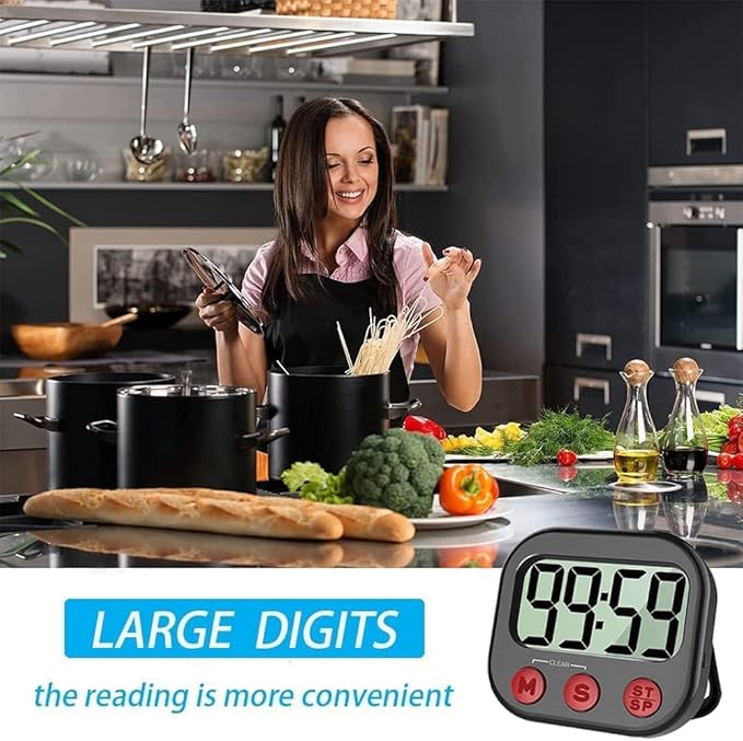 Kitchen Timer, Digital Visual Timer Magnetic Clock Stopwatch Countdown Timer - Image 2