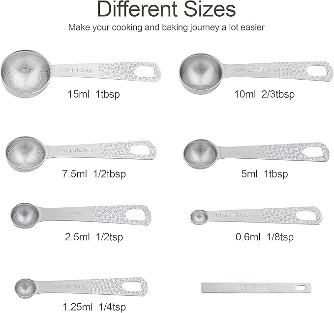 Measuring Cups and Spoons Set 14, Metric & US 18/8 Stainless Steel Measuring - Image 4