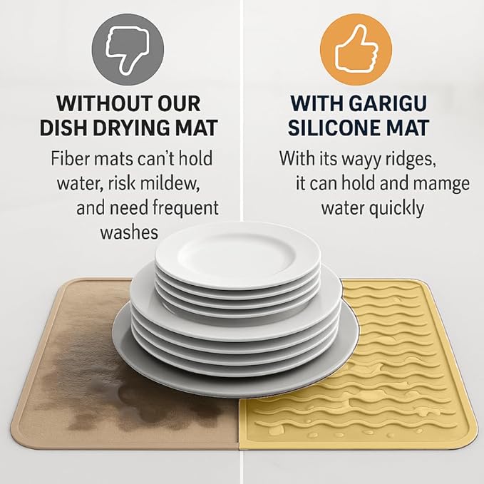 Silicone Drying Mat 16 × 12 – Yellow Tan Non-Slip Sink Mat - Image 9
