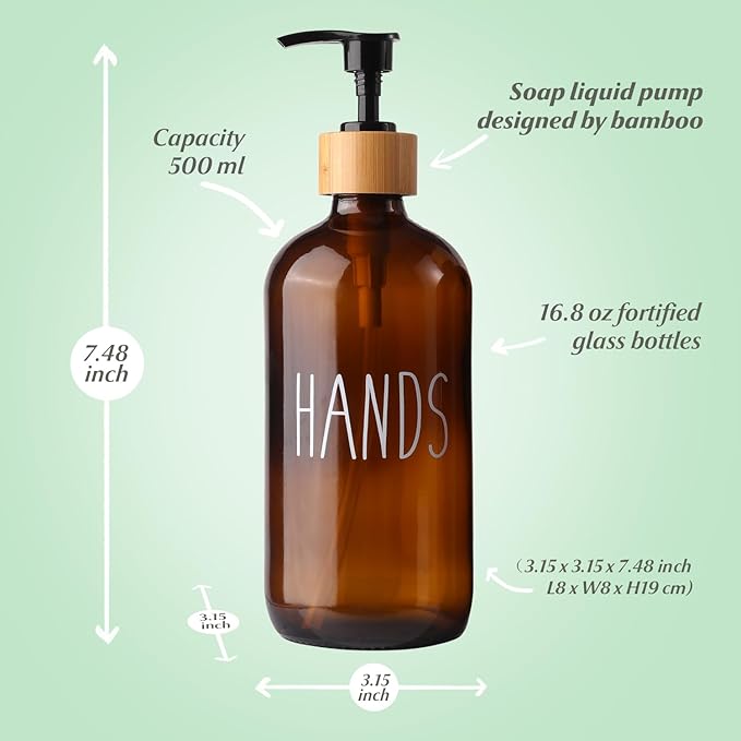 LOOCHICA Amber Glass Soap Dispenser Set - Image 4