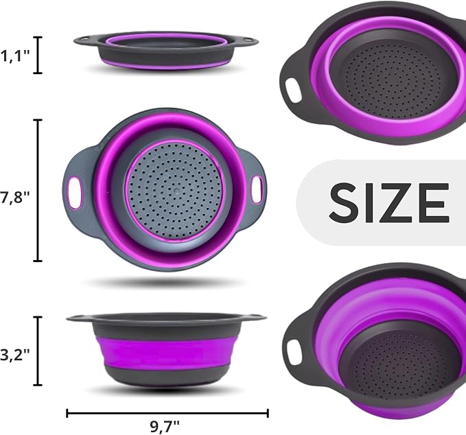 Purple Foldable Food Strainer for Kitchen - Image 2