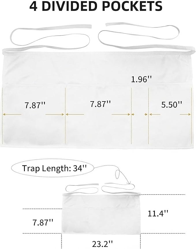 Xeoxarel Aprons with 4 Pockets 23.5'' X 11.5'' - Image 5
