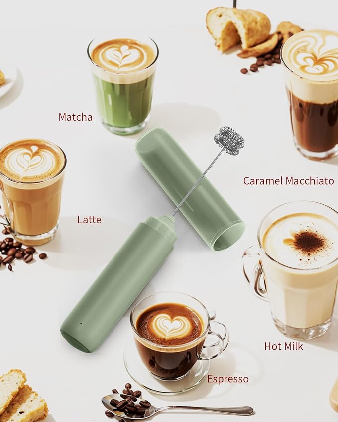 CIRCLE JOY Rechargeable Milk Frother Hanheld, Dual Ring Electric Coffee Frother - Image 8