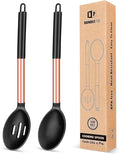 Pack of 2 Large Silicone Cooking Spoons, Non Stick Solid Basting Spoon by BUNDLEPRO