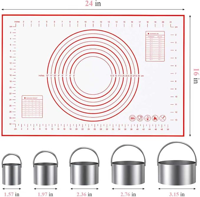 Biscuit Cutter, Silicone Pastry Dough Baking Mat Set, Baking Tools and - Image 2
