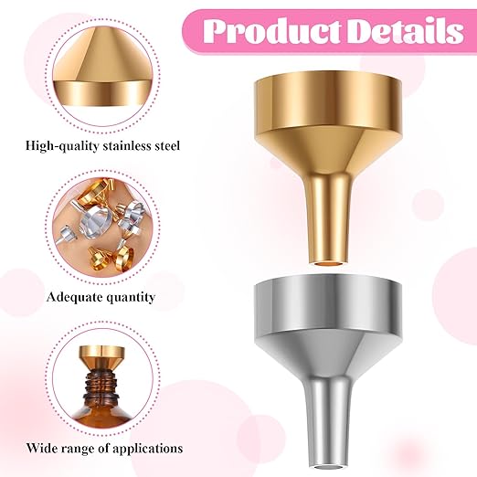 8 Pcs Small Metal Funnels 4 Sizes Gold Silver Mini Funnel - Image 3