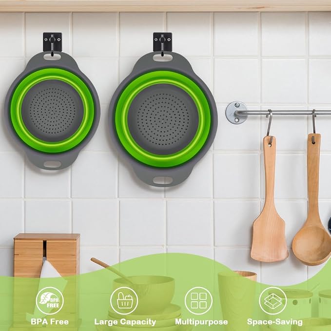 AUAUY 2 Pack Collapsible Colander Set, Round Silicone Folding Collapsible - Image 5