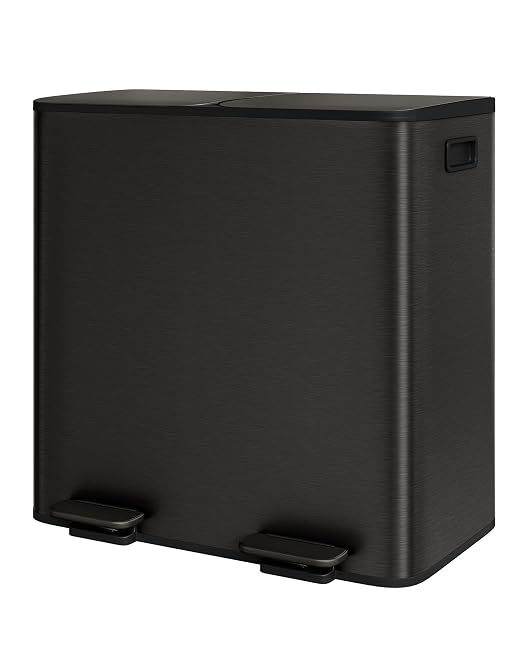 GarveeHome 2 x 10.6 gal Double Kitchen Trash Can, Stainless Steel Large Trash by GarveeHome