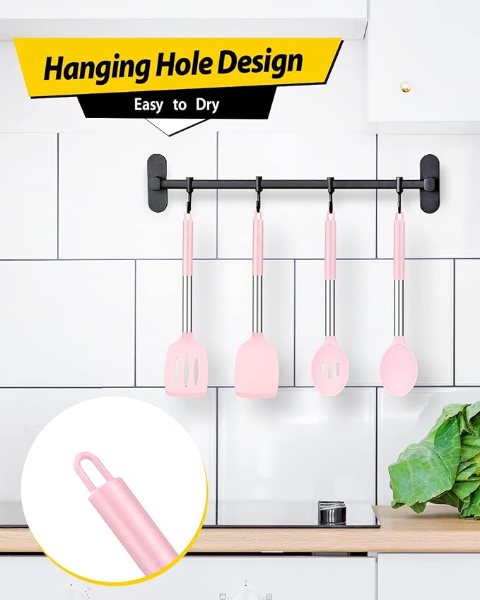 Pack of 4 Silicone Cooking Utensils Set, Non Stick Large Solid Spatulas - Image 6