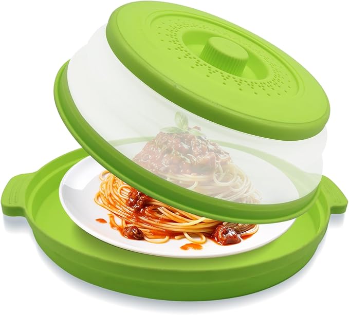 Microwave Splatter Cover 10.2 Inch, Collapsible Silicone Lid & Tray by Unknown