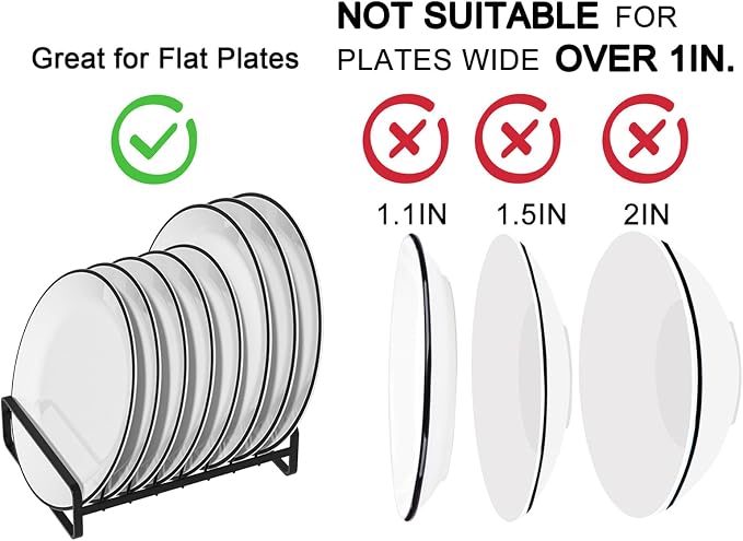 2 Pack Plate Holders Organizers 8 Slots Upright Cabinet Dish Drying Racks Metal - Image 4