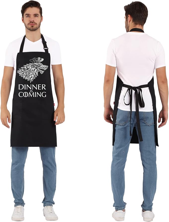 Grill Aprons for Men Women, Dinner is Coming Kitchen Chef Apron - Image 5