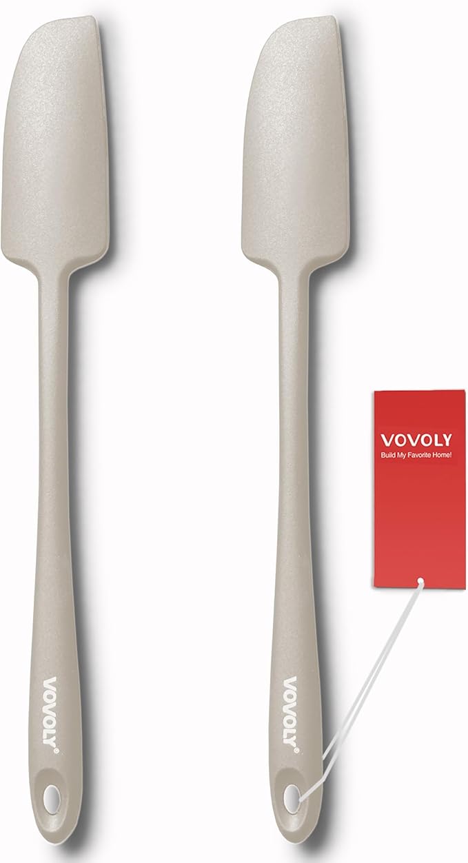 2-Pack Vovoly Silicone Jar Spatulas, Small Seamless Design Rubber Scraper by VOVOLY