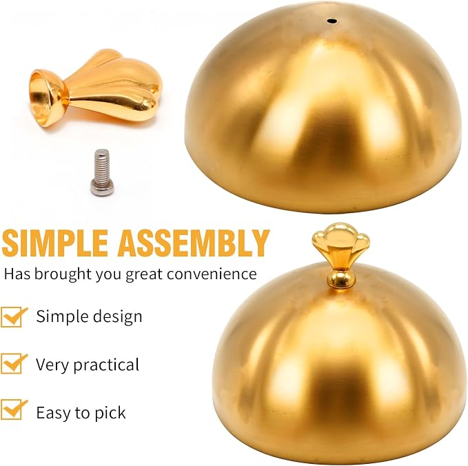 Gold Stainless Steel Food Dome Cover Food Protecting Dome Cover Serving Plate - Image 3