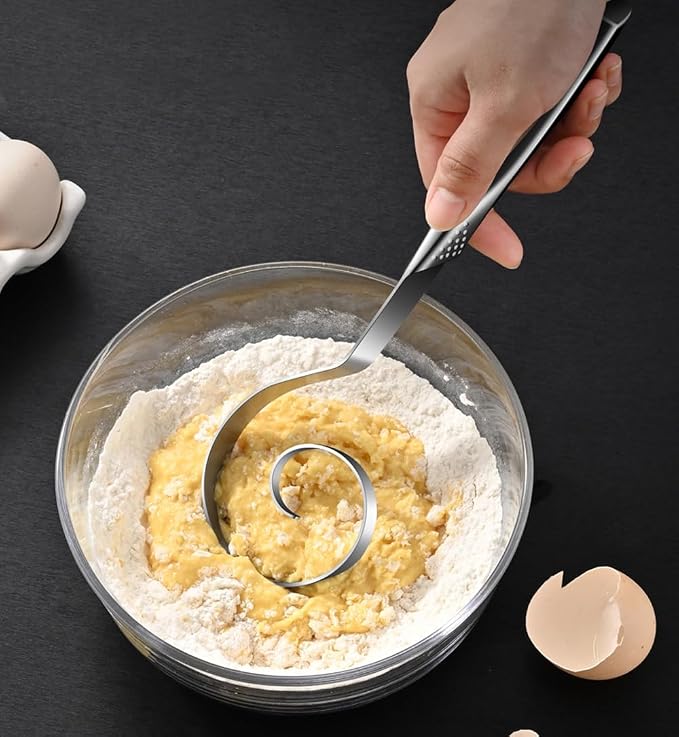 Seamless Danish Dough Whisk -10" Stainless Steel Dutch Bread Dough Whisk Tool - Image 4
