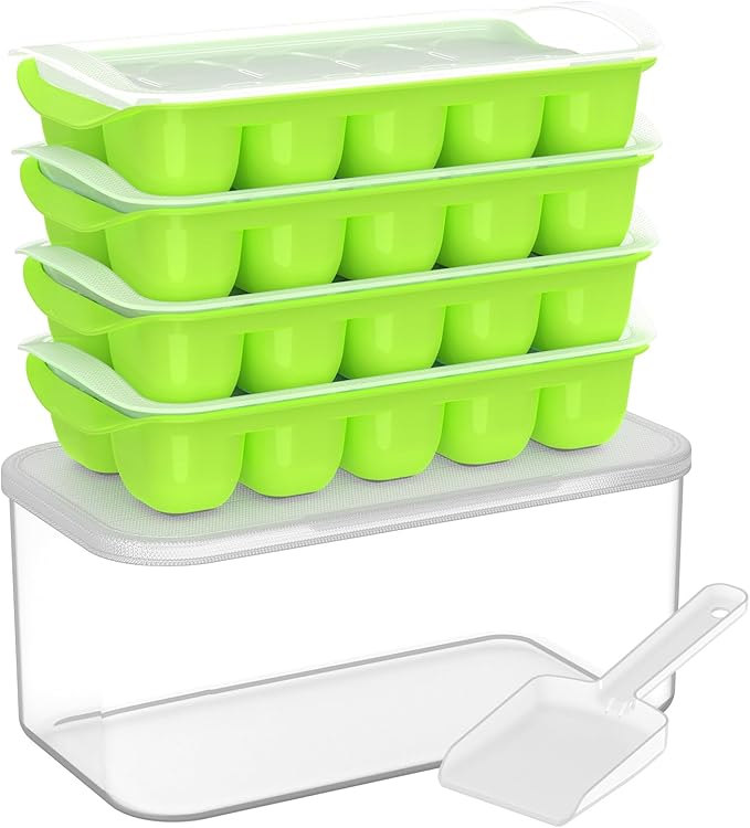 DOQAUS Ice Cube Tray with Lid and Bin by DOQAUS