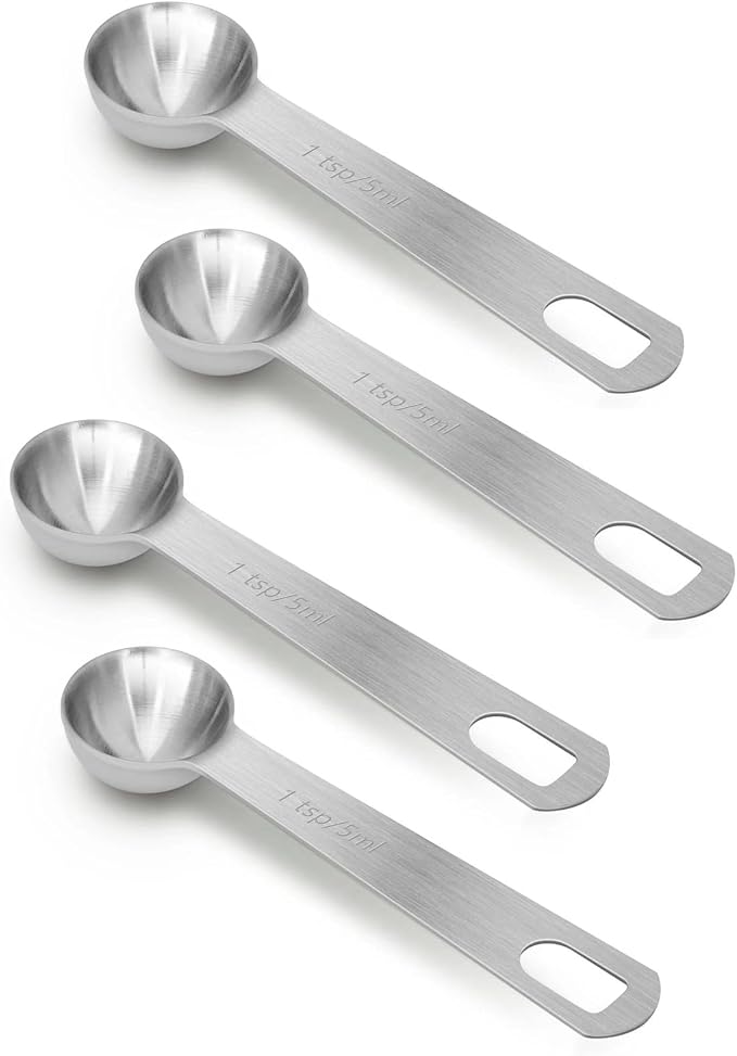 4 PCS 1 Teaspoon Stainless Steel Single Measuring Spoon by AUOIKKHOMEGARDEN