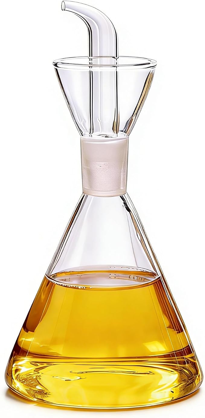 ELETON Conical 8 oz Glass Oil Dispenser – No Drip Olive Oil Cruet by ELETON