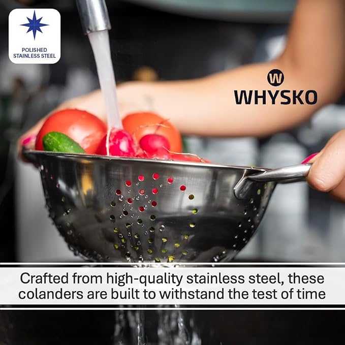 Whysko 3 Pack Stainless Steel Colanders - 5 Qt - Image 6
