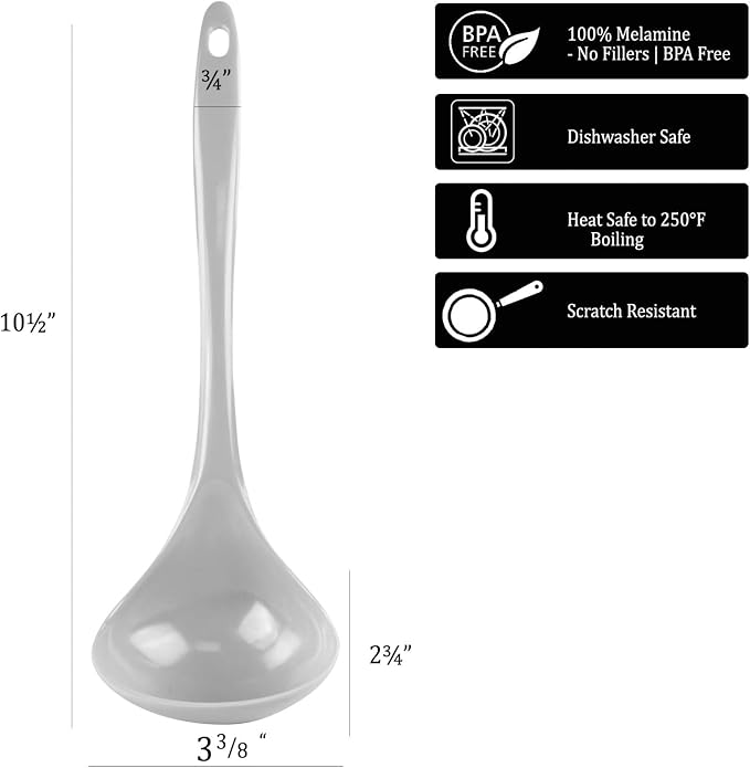 Reston Lloyd Melamine Soup Ladle Kitchen Utensil, Durable BPA-Free Plastic - Image 7