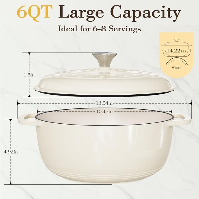 Umite Chef 6QT Enameled Cast Iron Dutch Oven - Image 3