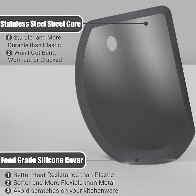 Silicone Dough Scraper with Stainless Steel Sheet, Curved Edge Flexible Bowl - Image 2