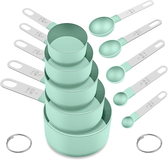 Measuring Cups and Spoons Set, 10 Pieces Nesting Measure Cups and Spoons by FONYA