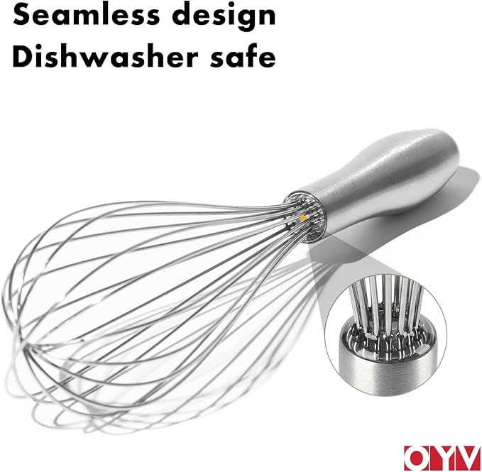 OYV 8" Whisk, Ergonomic Handle, Dishwasher Safe 18/10 Stainless Steel Whisk - Image 5