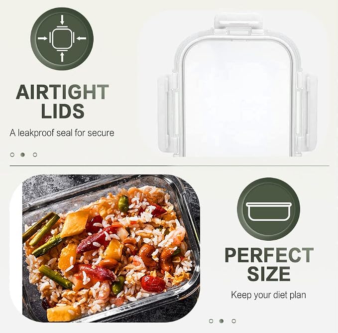 KOMUEE 10 Packs 30 oz Glass Meal Prep Containers, Glass Food Storage Containers - Image 5