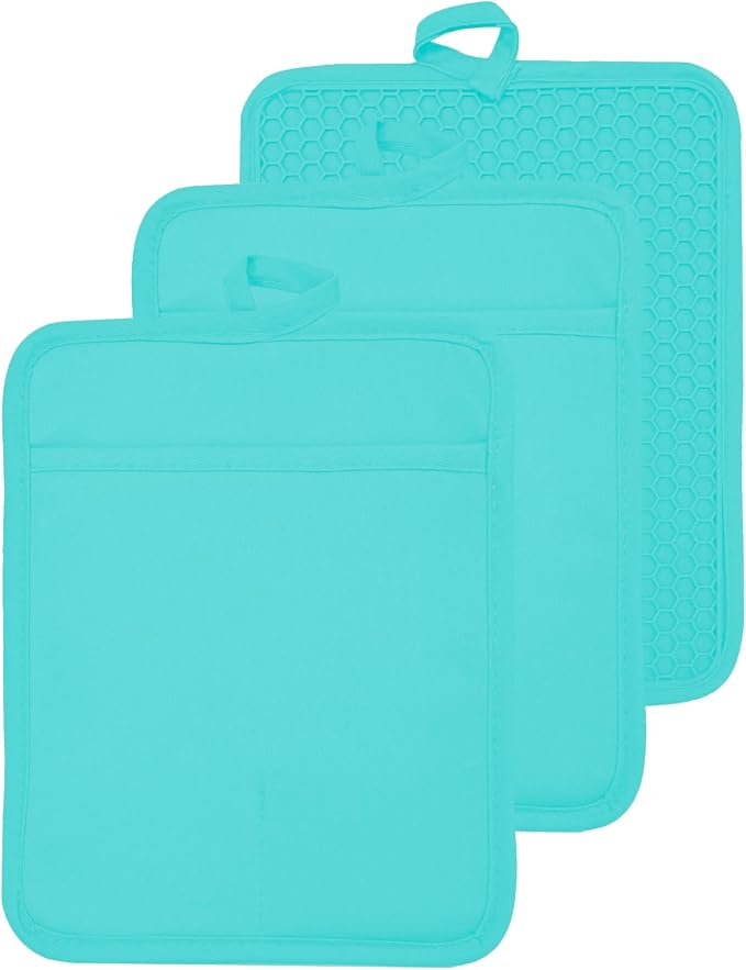 Oven Pot Holder with Pocket Cotton Heat Resistant Coaster Potholder Kitchen Hot by VEIKERY