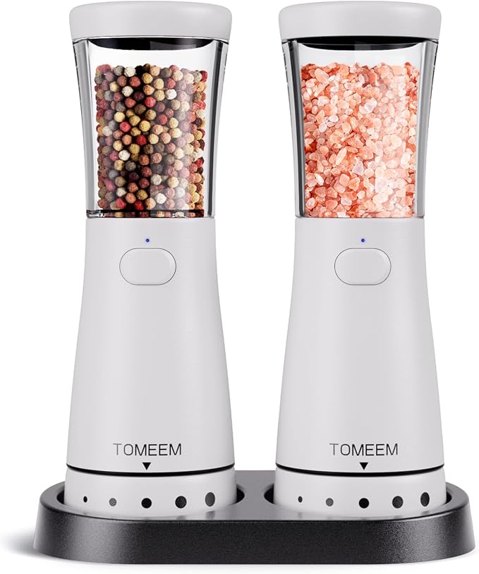 Electric Salt and Pepper Grinder Set by Tomeem