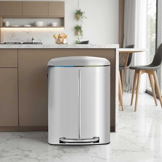 FDW | 10 Gallon Trash Can with Lid | Stainless Steel | Fingerprint-Proof | Made - Image 2