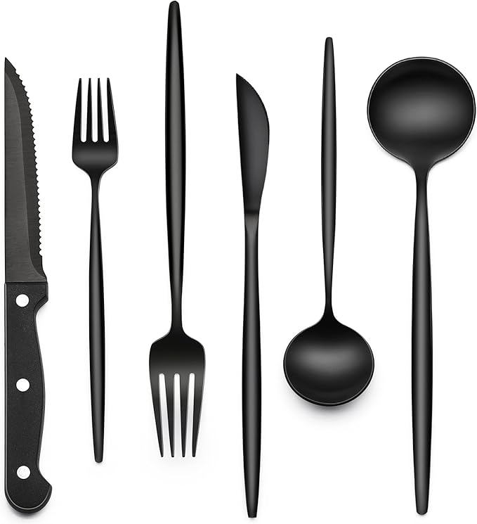 EWFEN 24-Piece Black Silverware Set by EWFEN