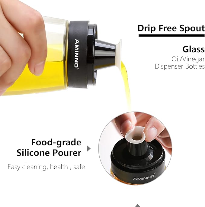 Oil and Vinegar Dispenser 2 Pack, Olive Oil and Vinegar Cruet Dispenser Bottle - Image 3