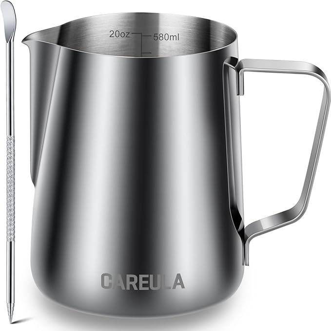 Milk Frothing Pitcher, 20oz Stainless Steel Milk Frother Cup Steaming Pitcher by Careula