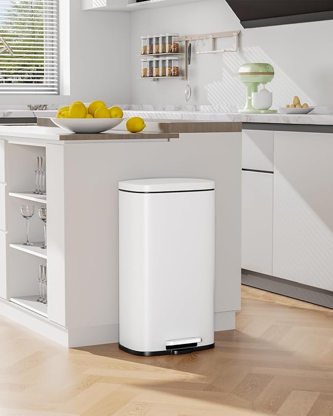 Arlopu 8 Gallon Step Trash Can, Stainless Steel Garbage Bin, Soft-Close Rubbish - Image 8