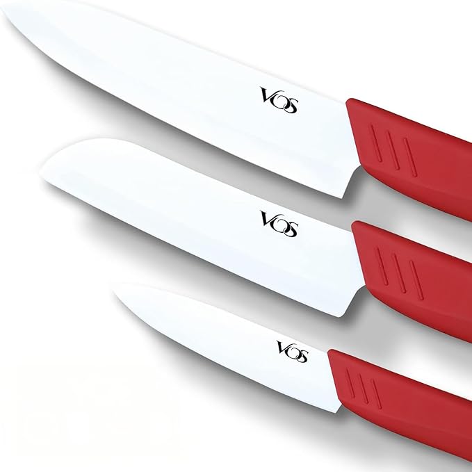 Vos Ceramic Knife Set in Elegant Gift Box, Ceramic Knives Set by Vos