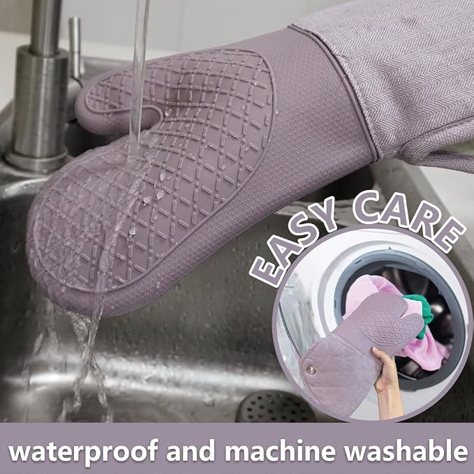 Professional Microwave Silicone Oven Mitts one Pair, Kitchen Mitten Set - Image 7