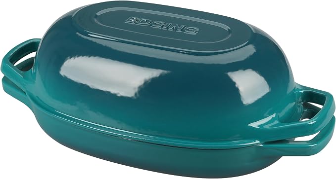 EDGING CASTING Enameled Cast Iron Oval Dutch Oven Pot by EDGINGCOOKWARE