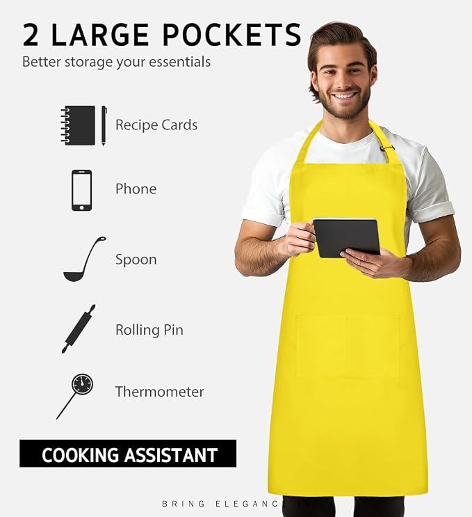 Syntus Apron for Men Women, Adjustable Cooking Kitchen Chef Aprons - Image 4