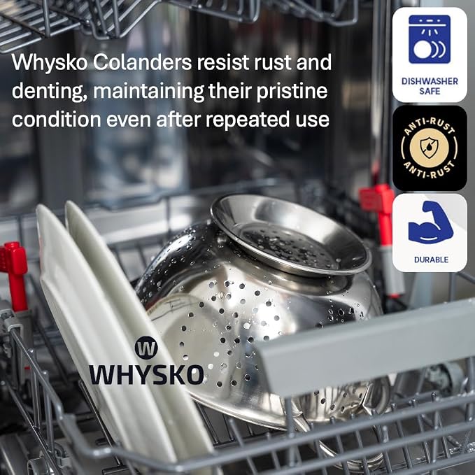Whysko 3 Pack Stainless Steel Colanders - 5 Qt - Image 8