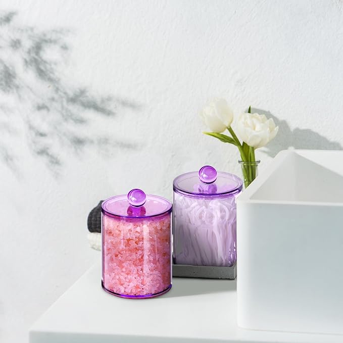 XIPENGKEJI 2 Pack Qtip Holder, Canister Apothecary Jar Set, Bathroom Jars - Image 6