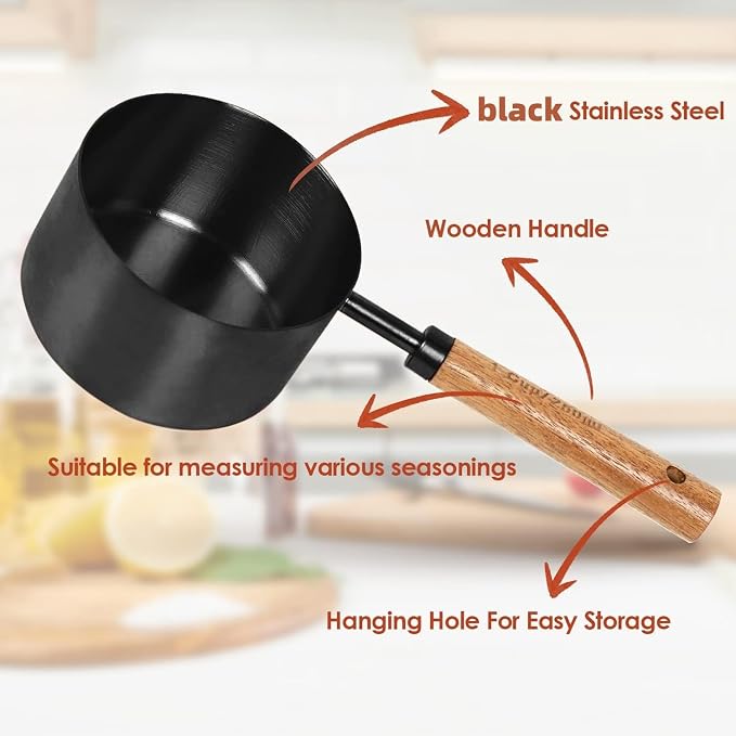 8-Piece Black Measuring Cups and Spoons Set, Stainless Steel Kitchen Measuring - Image 6