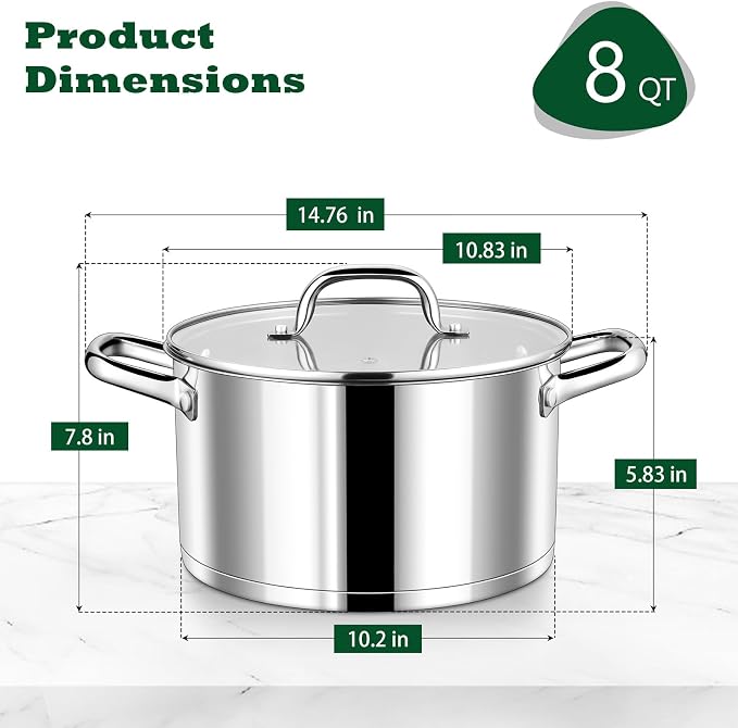 P&P CHEF 8 Quarts Cooking Stock Pot - Image 2