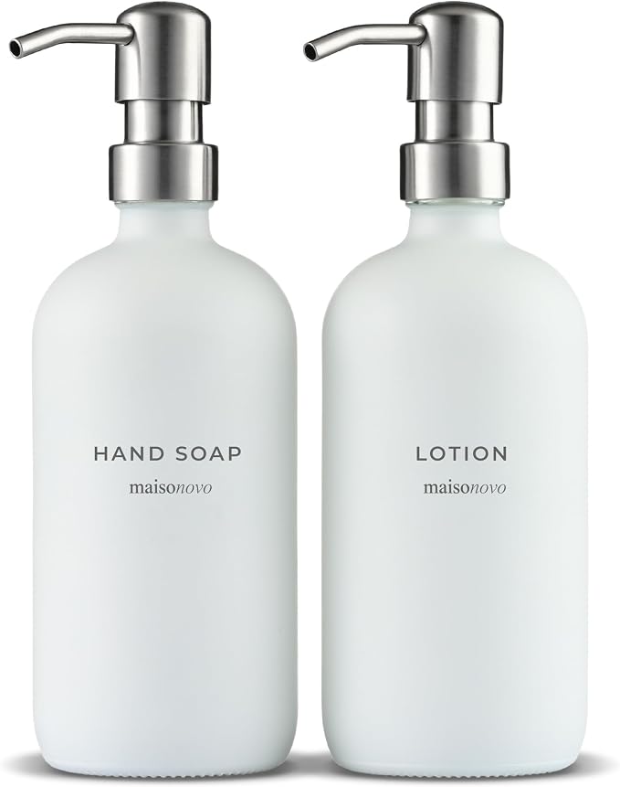 MaisoNovo Soap Dispenser 2-Piece Set | 16.9oz White Bottles by MaisoNovo-TheArtofSustainableLiving