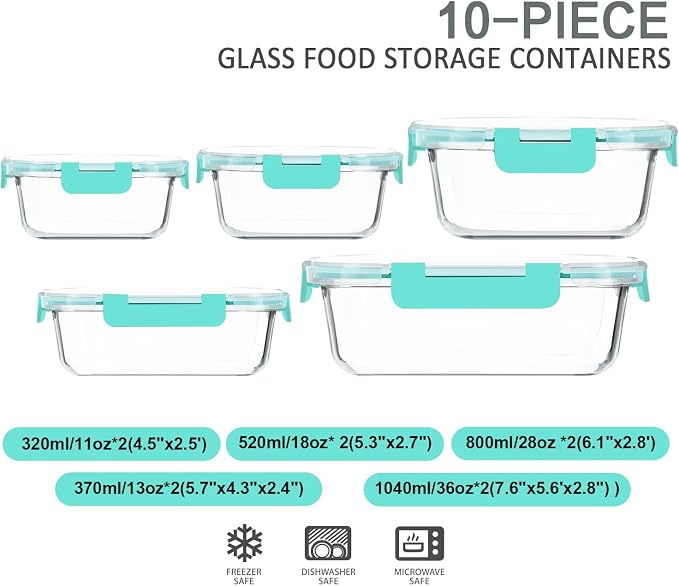 M MCIRCO 10-Pack Glass Food Storage Container - Image 2