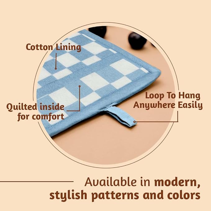 Folkulture Pot Holders for Kitchen | Pack of 2 Ribbed Soft Silicone Hot Pads - Image 4